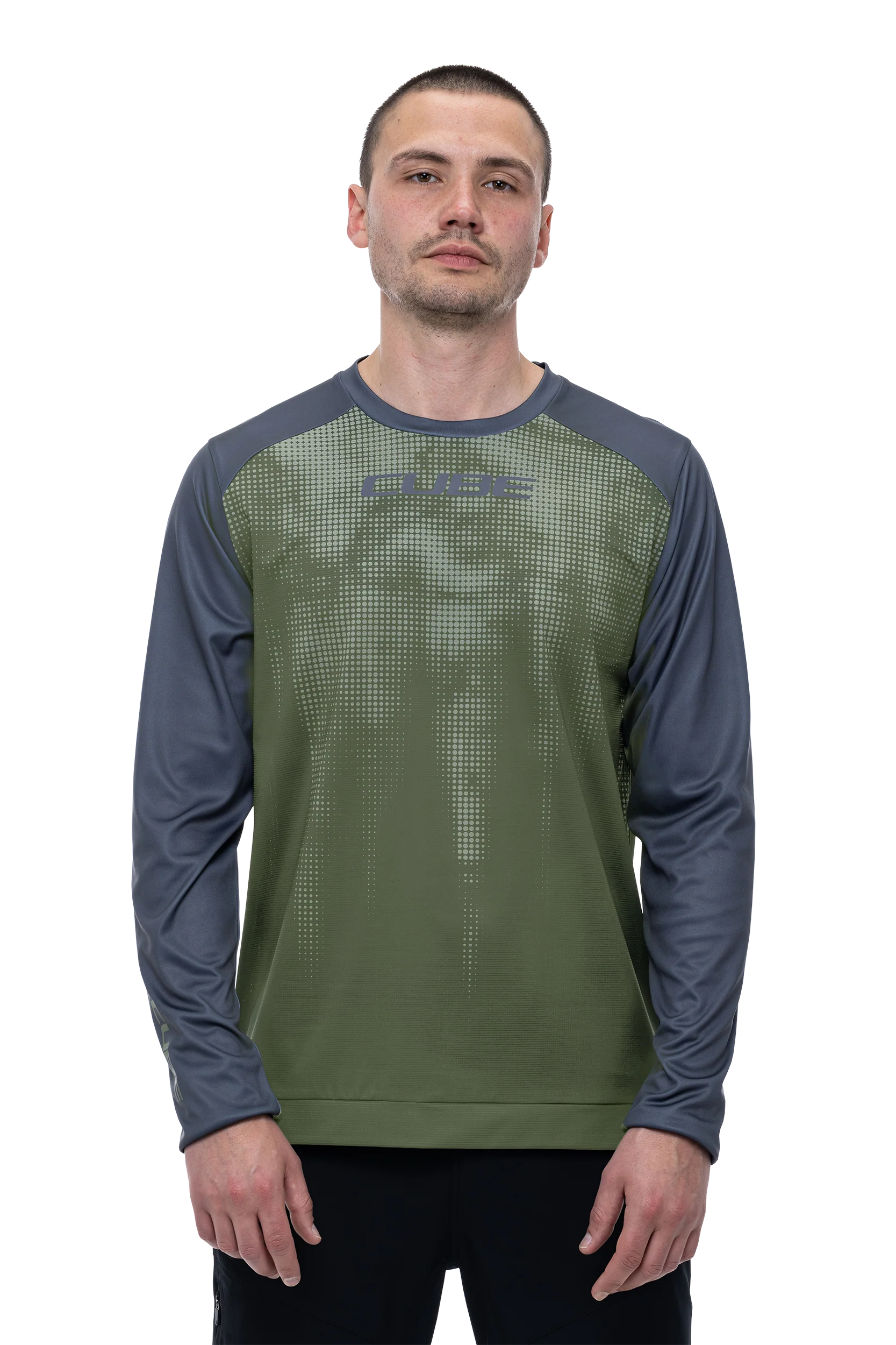 CUBE ATX Rundhalstrikot TM langarm olive´n´grey Herren - Image 3